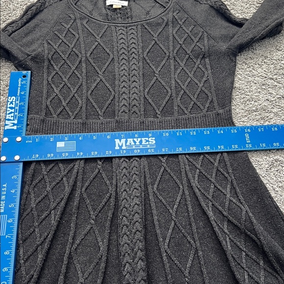 Calvin Klein Women’s Charcoal Gray Long Sleeve Patterned Sweater Dress - Size L - Picture 9 of 10